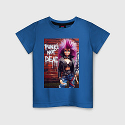 Футболка хлопковая детская Punks not dead - cool Barbie ai art, цвет: синий