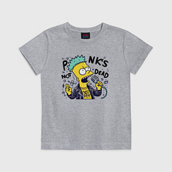 Футболка хлопковая детская Bart Simpson - punks not dead, цвет: меланж