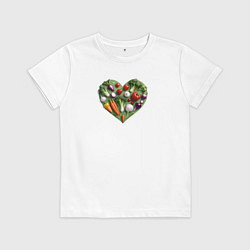 Футболка хлопковая детская Сердце из овощей, цвет: белый