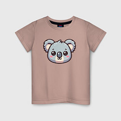 Футболка хлопковая детская Мордочка коалы, цвет: пыльно-розовый