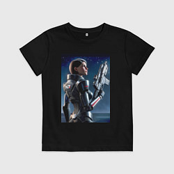 Футболка хлопковая детская Mass effect - character ai art, цвет: черный