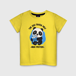 Футболка хлопковая детская Панда с молоком, цвет: желтый