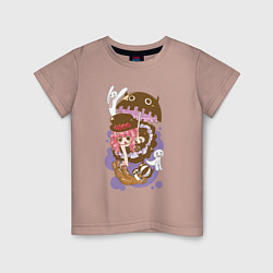 Футболка хлопковая детская Перона чиби - One Piece, цвет: пыльно-розовый