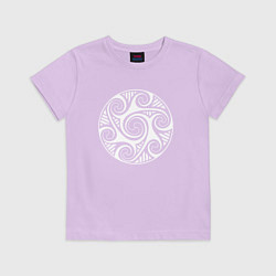 Футболка хлопковая детская Белый кельтский круглый узор, цвет: лаванда