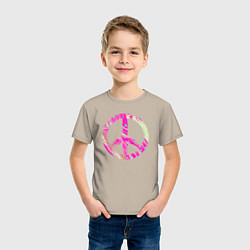 Футболка хлопковая детская Pink peace, цвет: миндальный — фото 2