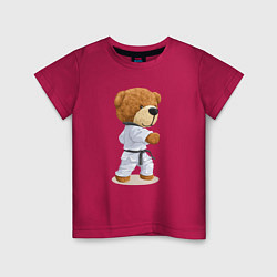 Футболка хлопковая детская Плюшевый медведь в кимоно, цвет: маджента