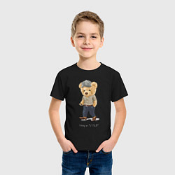 Футболка хлопковая детская Плюшевый медведь стильный, цвет: черный — фото 2