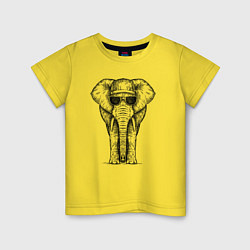Футболка хлопковая детская Слон в панаме, цвет: желтый