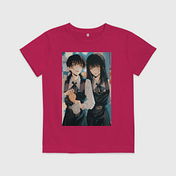 Футболка хлопковая детская Аса Митака и Йор человек бензопила, цвет: маджента
