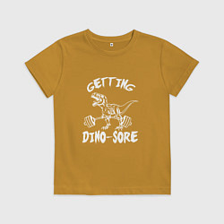 Футболка хлопковая детская Дино в качалке, цвет: горчичный