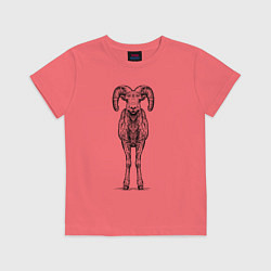 Футболка хлопковая детская Баран анфас, цвет: коралловый