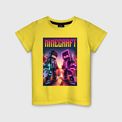 Детская футболка Minecraft - neon fantasy ai art