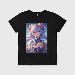 Футболка хлопковая детская Genshin Impact - ai art fantasy, цвет: черный