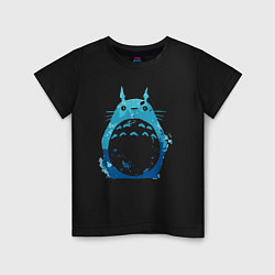 Футболка хлопковая детская Blue Totoro, цвет: черный