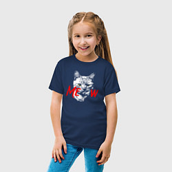 Футболка хлопковая детская Meow kitty, цвет: тёмно-синий — фото 2
