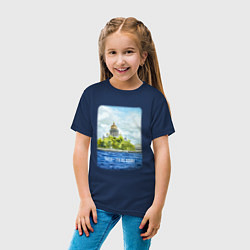 Футболка хлопковая детская Акварель Исаакиевский Собор с надписью Питер - это, цвет: тёмно-синий — фото 2