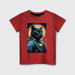 Детская футболка Пантера бравый космонавт - нейросеть