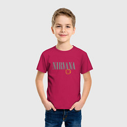 Футболка хлопковая детская Nirvana logo smile, цвет: маджента — фото 2