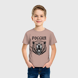 Футболка хлопковая детская Медведь Россия, цвет: пыльно-розовый — фото 2