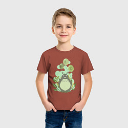 Футболка хлопковая детская Green Totoro, цвет: кирпичный — фото 2