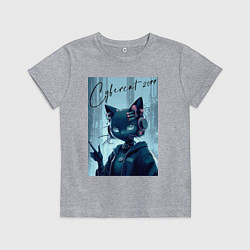 Футболка хлопковая детская Cybercat 2099 - ai art, цвет: меланж