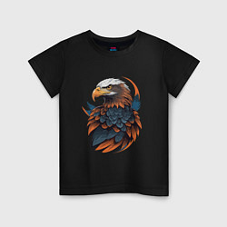 Футболка хлопковая детская Белоголовый орлан, цвет: черный
