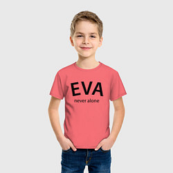 Футболка хлопковая детская Eva never alone - motto, цвет: коралловый — фото 2