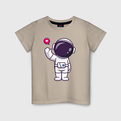 Футболка хлопковая детская Hello spaceman, цвет: миндальный