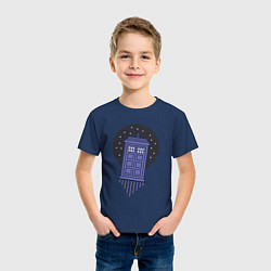 Футболка хлопковая детская Tardis fly, цвет: тёмно-синий — фото 2