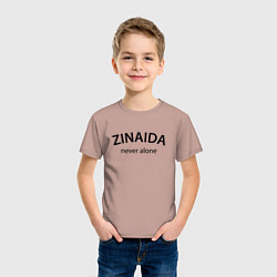 Футболка хлопковая детская Zinaida never alone - motto, цвет: пыльно-розовый — фото 2