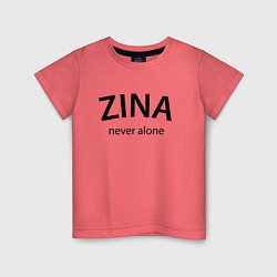 Футболка хлопковая детская Zina never alone - motto, цвет: коралловый