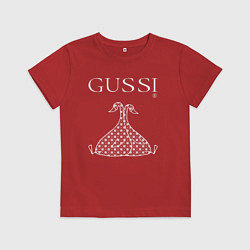 Футболка хлопковая детская Гусси - два белых гуся, цвет: красный