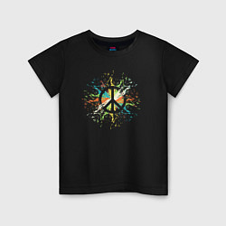 Футболка хлопковая детская Peace light, цвет: черный