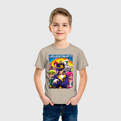 Футболка хлопковая детская Minecraft and Jojo collaboration - ai art, цвет: миндальный — фото 2