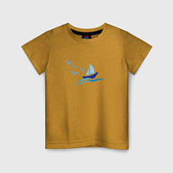 Детская футболка Яхта в море с парусами