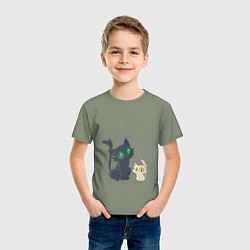 Футболка хлопковая детская Судзумэ закрывающая двери Дайдзин кот, цвет: авокадо — фото 2