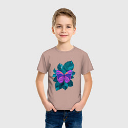 Футболка хлопковая детская Арт-бабочка, цвет: пыльно-розовый — фото 2