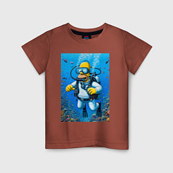 Детская футболка Homer diving - ai art