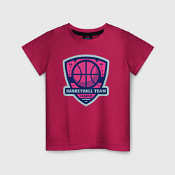 Футболка хлопковая детская Баскетбольная командная лига, цвет: маджента