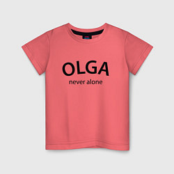 Футболка хлопковая детская Olga never alone - motto, цвет: коралловый