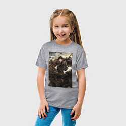 Футболка хлопковая детская Чжун Ли - дракон, цвет: меланж — фото 2