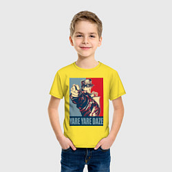 Футболка хлопковая детская ДжоДжо мем - рыцари звёздной пыли, цвет: желтый — фото 2