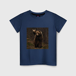 Футболка хлопковая детская Медведи гуляют по лесу, цвет: тёмно-синий
