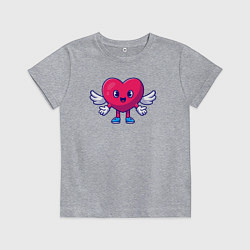 Футболка хлопковая детская Сердечко ангел, цвет: меланж