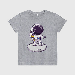 Футболка хлопковая детская Космонавт с молнией, цвет: меланж