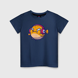 Футболка хлопковая детская Рыбка пухляш, цвет: тёмно-синий