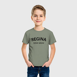 Футболка хлопковая детская Regina never alone - motto, цвет: авокадо — фото 2