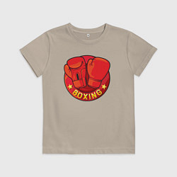Футболка хлопковая детская Boxing fight, цвет: миндальный