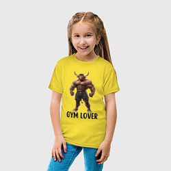 Футболка хлопковая детская Фитнес тренер бык - любовь к тренажерам, цвет: желтый — фото 2