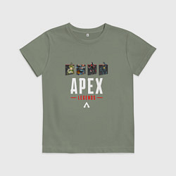 Футболка хлопковая детская Апекс легенд - все герои, цвет: авокадо